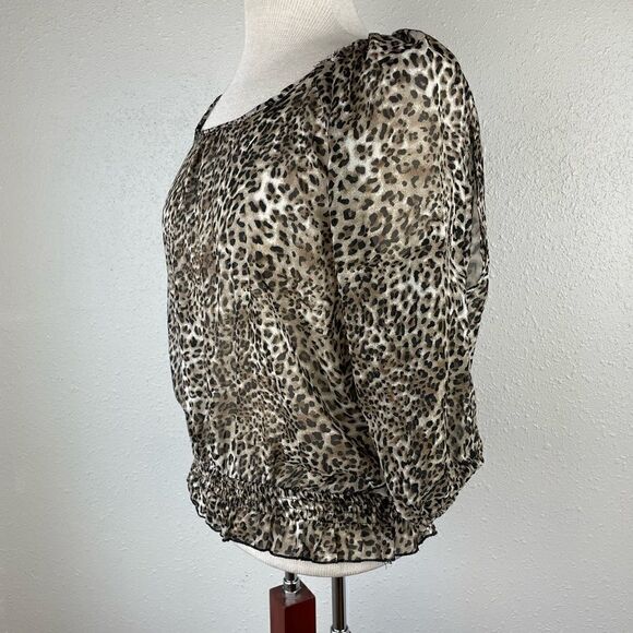 Bar & Chic Leopard Print Blouse Top Size S EUC - Picture 2 of 5